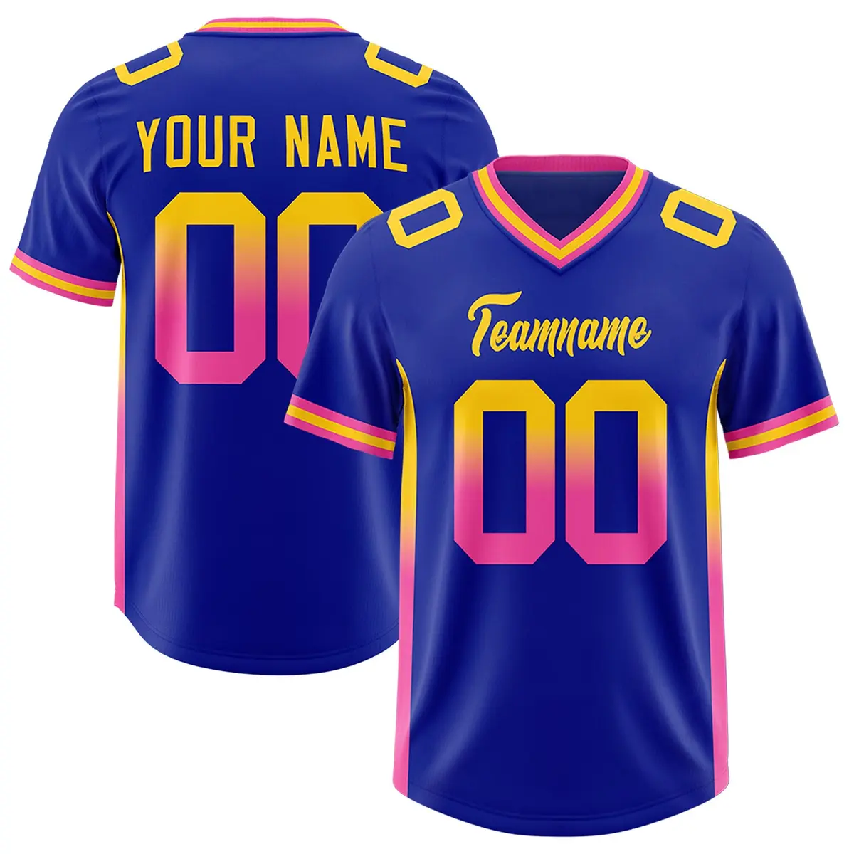 Royal Gold Sides Gradient Fashion Team Football Jersey