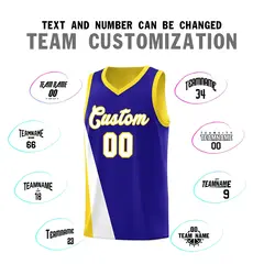 Royal Gold Slanting Two Lines Color Block Basketball Jersey 4