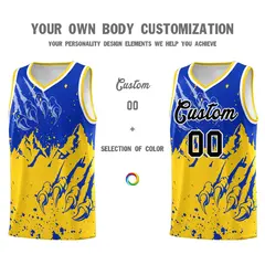 Royal Gold Snow Mountain Beast Pattern Basketball Jersey 3