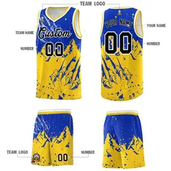 Royal Gold Snow Mountain Beast Pattern Basketball Jersey 5