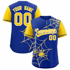 Royal Gold Spider Web Raglan Baseball Jersey 1