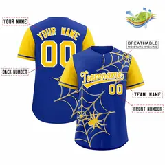 Royal Gold Spider Web Raglan Baseball Jersey 2