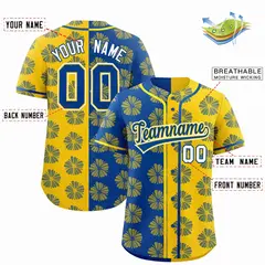 Royal Gold Split Flower Graffiti Authentic Baseball Jersey 2