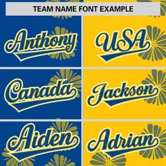 Royal Gold Split Flower Graffiti Authentic Baseball Jersey 3