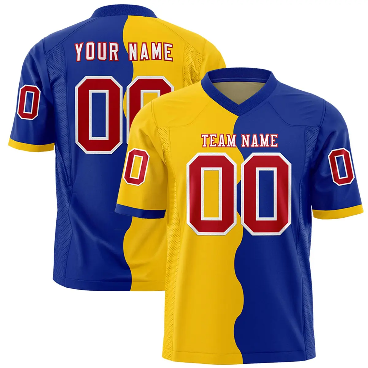 Royal Gold Split Mesh Authentic Fashion Football Jersey