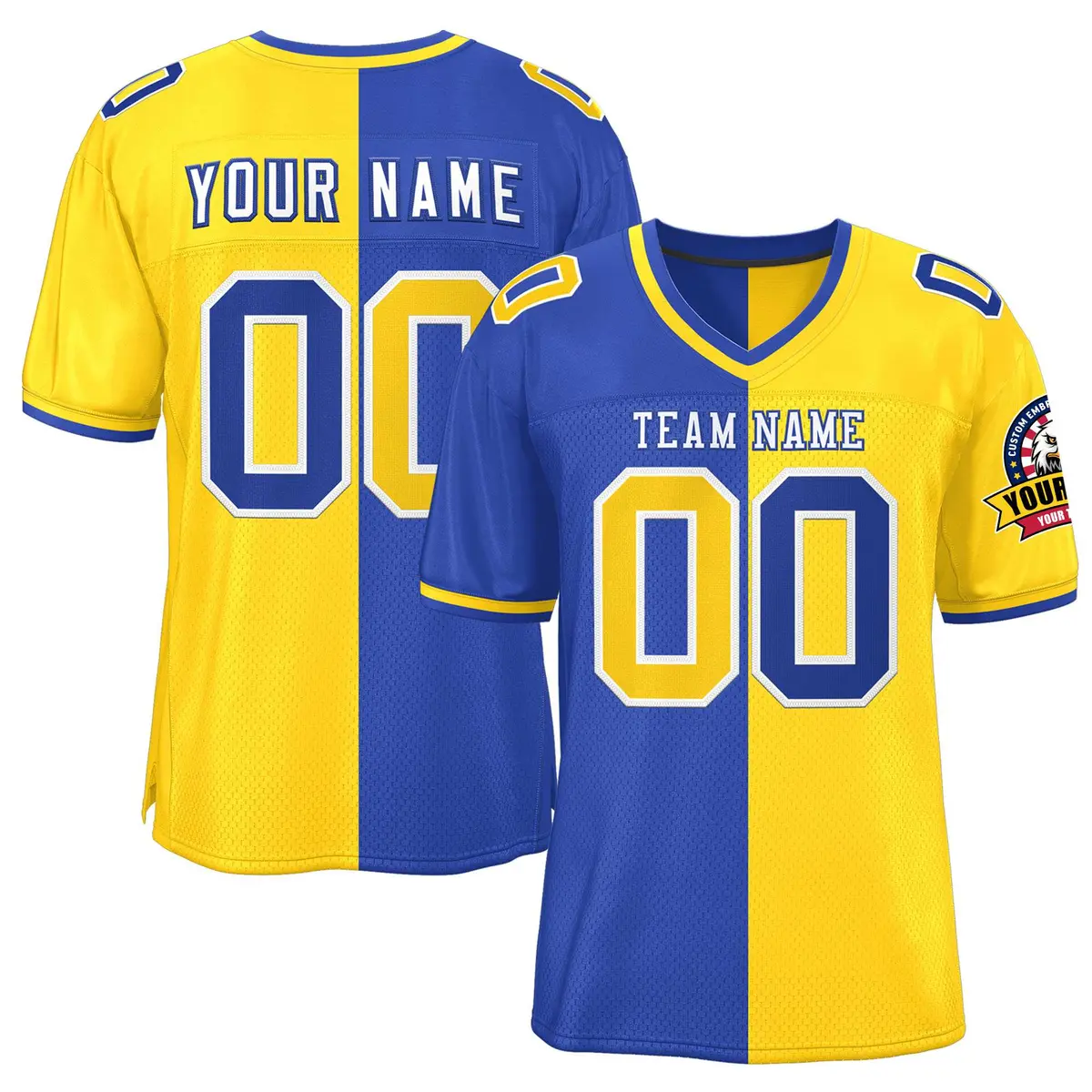 Royal Gold Split Two Tone Authentic Football Jersey