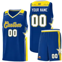 Royal Gold Star Graffiti Basketball Jersey Sports Uniform