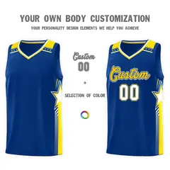 Royal Gold Star Graffiti Basketball Jersey Sports Uniform 3