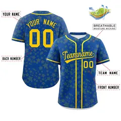 Royal Gold Star Graffiti Pattern Authentic Baseball Jersey 2
