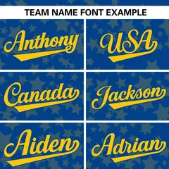 Royal Gold Star Graffiti Pattern Authentic Baseball Jersey 3
