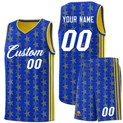 Royal Gold Star Graffiti Sports Uniform Basketball Jersey