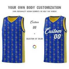 Royal Gold Star Graffiti Sports Uniform Basketball Jersey 3