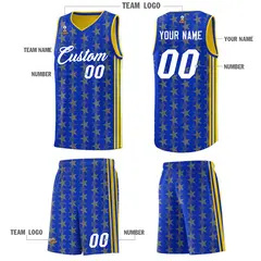 Royal Gold Star Graffiti Sports Uniform Basketball Jersey 5