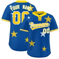 Royal Gold Star Graffiti Two-Button Baseball Jersey