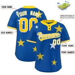 Royal Gold Star Graffiti Two-Button Baseball Jersey 2
