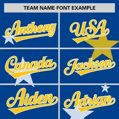 Royal Gold Star Graffiti Two-Button Baseball Jersey 3