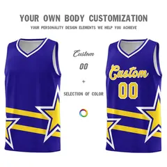 Royal Gold Star Pattern Double Lines Basketball Kits 3