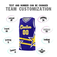Royal Gold Star Pattern Double Lines Basketball Kits 4