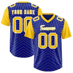 Royal Gold Star Pattern Raglan Sleeves Football Jersey