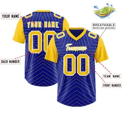 Royal Gold Star Pattern Raglan Sleeves Football Jersey 2