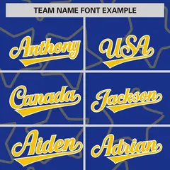 Royal Gold Star Pattern Varsity Letterman Baseball Jacket 3