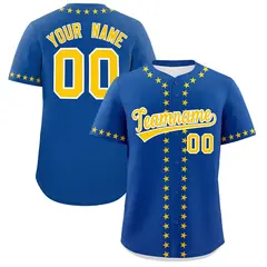 Royal Gold Star Ribbing Authentic Baseball Jersey 1