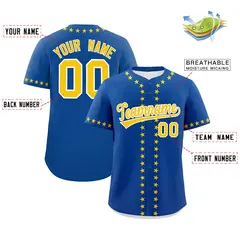 Royal Gold Star Ribbing Authentic Baseball Jersey 2