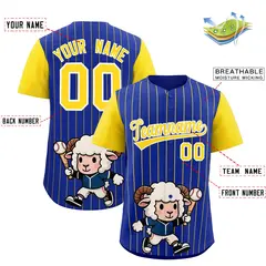 Royal Gold Stripe Animals Graffiti Raglan Baseball Jersey 2