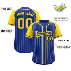Royal Gold Stripe Raglan Sleeves Fashion Baseball Jersey 2