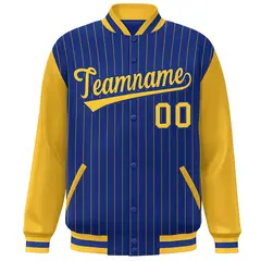 Royal Gold Stripe Raglan Varsity Bomber Jacket 3