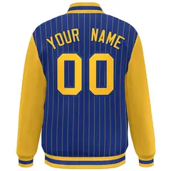 Royal Gold Stripe Raglan Varsity Bomber Jacket 4