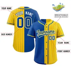 Royal Gold Stripe-Solid Combo Authentic Baseball Jersey 2