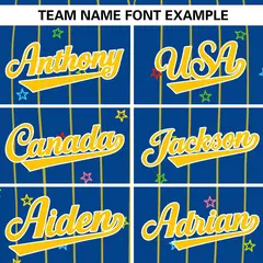 Royal Gold Stripe Star Pattern Authentic Baseball Jersey 3