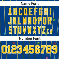 Royal Gold Stripe Star Pattern Authentic Baseball Jersey 4