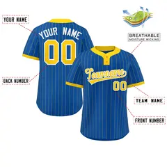 Royal Gold Stripe Two-Button Softball Jersey 2