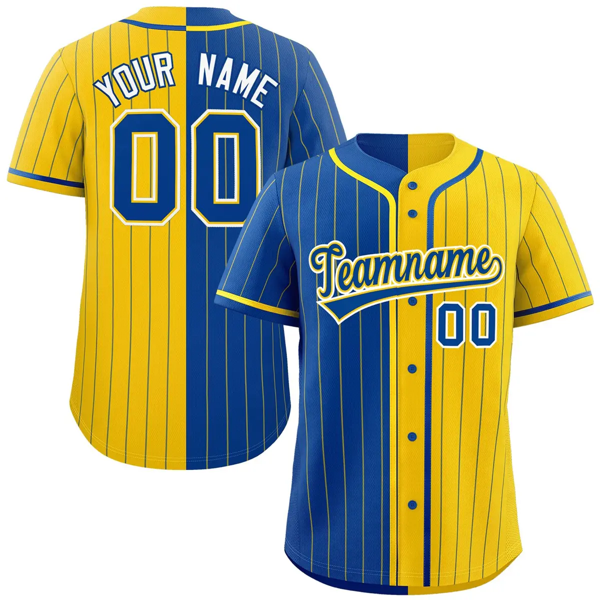 Royal Gold Striped Two Tone Authentic Baseball Jersey