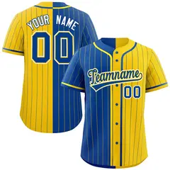 Royal Gold Striped Two Tone Authentic Baseball Jersey 1