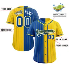 Royal Gold Striped Two Tone Authentic Baseball Jersey 2
