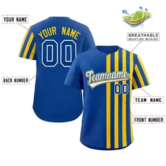 Royal Gold Thick Stripe Authentic Baseball Jersey 2
