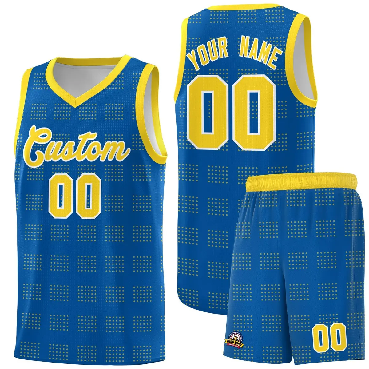 Royal Gold Trailblazer Dot Pattern Basketball Jersey