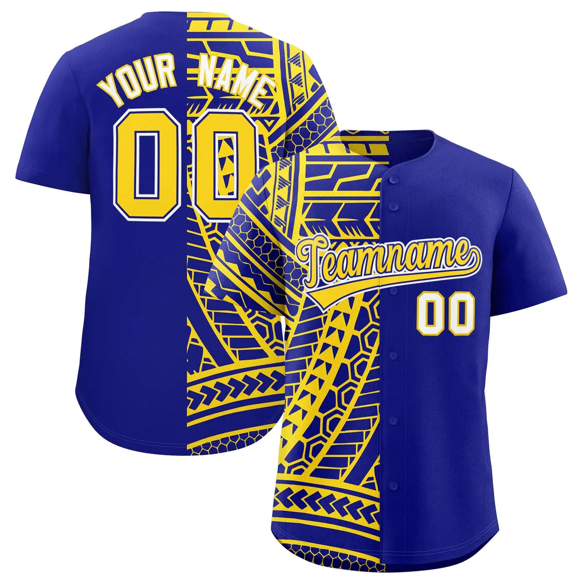 Royal Gold Tribal Split Baseball Jersey