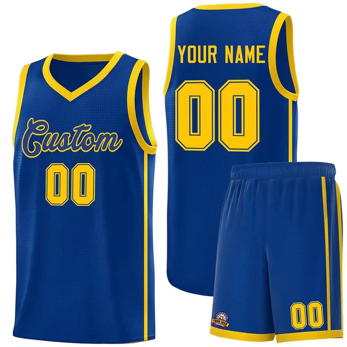 Royal Gold Two Bars Basketball Uniform Jersey