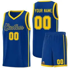 Royal Gold Two Bars Basketball Uniform Jersey 1