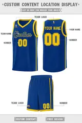 Royal Gold Two Bars Basketball Uniform Jersey 2