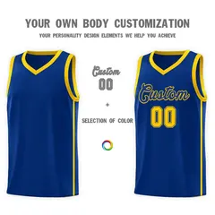 Royal Gold Two Bars Basketball Uniform Jersey 3