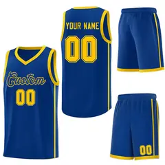 Royal Gold Two Bars Basketball Uniform Jersey 6