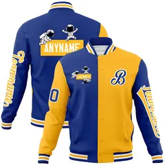 Royal Gold Two Tone Raglan Sleeves Varsity Letterman Jacket