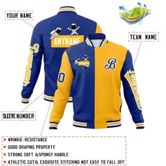 Royal Gold Two Tone Raglan Sleeves Varsity Letterman Jacket 4