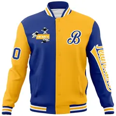 Royal Gold Two Tone Raglan Sleeves Varsity Letterman Jacket 5