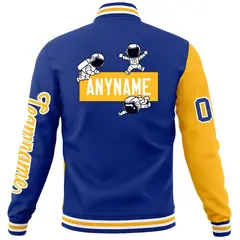 Royal Gold Two Tone Raglan Sleeves Varsity Letterman Jacket 6
